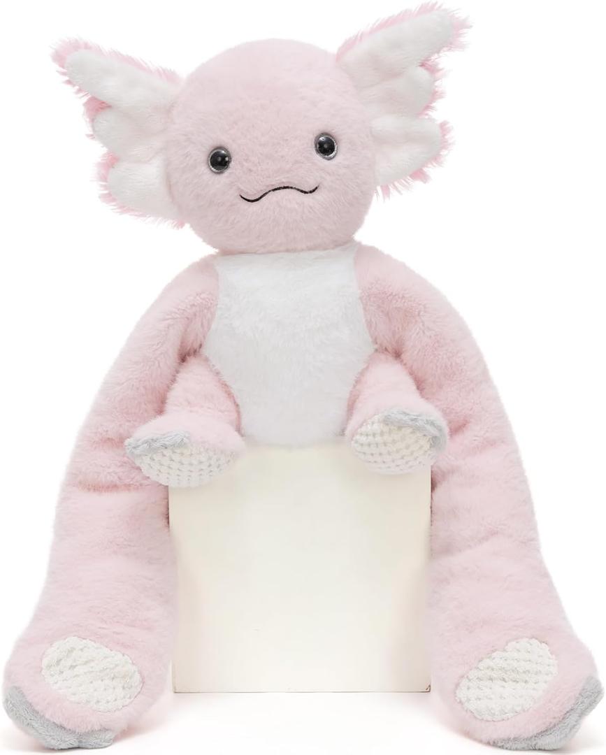 Weighted Microwaveable & Freezable Axolotl Stuffed Animal, Hugable 4lb Salamander Plush with 38" Long Weighted Arms, 14 Pink Axolotl Plushie Christmas Birthday Gift for Kids Adults