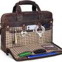 Leather Laptop Messenger Bag for Men and Women - Briefcase Crossbody Office