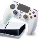 ThinTree Wireless Controller Compatible for PS-5/Pro/Slim/PC, Hall Effect Sticks & 7 RGB LED Mode & haptic Feedback & 1500 mAH Battery & Motion Sensing, 3.5mm Audio Jack (White)