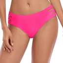 Ocean Blues Women's Strappy Bikini Bottom Full Coverage Swim Briefs (Large, Hot Pink)