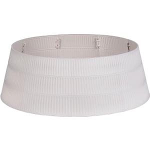 Christmas Tree Collar, 28.4" D Round Tree Base Cover Mixed with Natural Grain Fiber, Pet-Proof Plastic Xmas Tree Ring, Tree Skirt for Christmas Decorations, Easy Assembly (Beige)