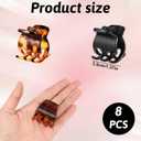8Pcs Hair Clips Medium, 1.37 Inch Medium Claw Clips for Women Double Row Teeth No-Slip Grip Jaw Clip Plastic Jaw Clamps for Thin Fine Hair, Black Amber