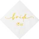 Crisky 50 Pcs Bride to Be Gold Foil Cocktail Disposable Paper Napkins for Engagement, Bridal Shower Party Decoration, 3-Ply