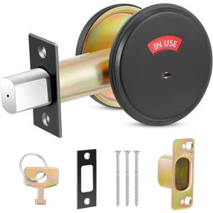 Tandefio 1 Pcs Deadbolt with Occupancy Indicator, Vacant Occupied Bathroom Lock 304 Stainless Steel Lock Indicator for Commercial Restroom Fit Door Thickness from 1 3/8" to 2", Satin Chrome (Black) Tandefio 1 Pcs Deadbolt with Occupancy Indicator, Vacant Occupied Bathroom Lock 304 Stainless Steel Lock Indicator for Commercial Restroom Fit Door Thickness from 1 3/8" to 2", Satin Chrome (Black)