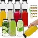 AuroTrends 12 oz Glass Bottles with Lids 9Pack, 360ml Glass Bottles for Juicing, Water, Kombucha - Portable Glass Juicing Bottles Reusable Glass 12oz (12fl.oz, Set of 9)