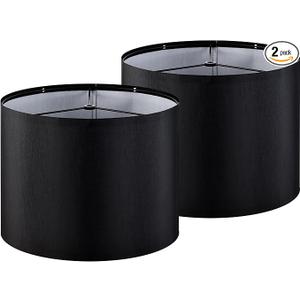 GOSO Black Lamp Shades Set of 2 Medium Drum, Modern Lamp Shades for Table Lamps Floor Lamps13*13*10 inch (Spider) Rustic Lampshades Replacement Natural Fabric Shade for Bedroom Required Assembly