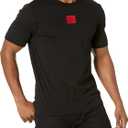 Hugo Mens Ribbed Crew Neck Regular Fit Center Logo T-Shirt (Black, M)
