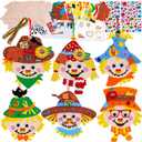Winlyn 24 Sets Fall Craft Kits Autumn Scarecrow Crafts Fall Scarecrow Head Craft Kits Maple Leaves Pumpkins Harvest Foam Stickers Arts and Crafts for Kids Classroom Activities Holiday Party Favors