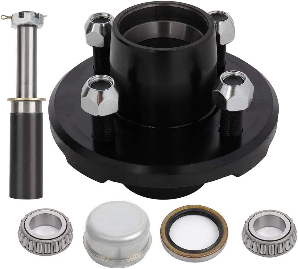 SCITOO Trailer Hub Kit with Black Paint Idler Hub 4 Lug on 4 L44649 x2 Bearings fit for 2,000 lbs Boat Trailer Wheel Hub