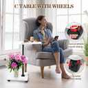 C Table Side Table End Table Adjustable HeightC Shaped End for CouchSnack Tables,360Swivel TV Tray Sofa Table For Small SpacesSide Tables living room and bedroom for Sofa, Bed,Chair(White)