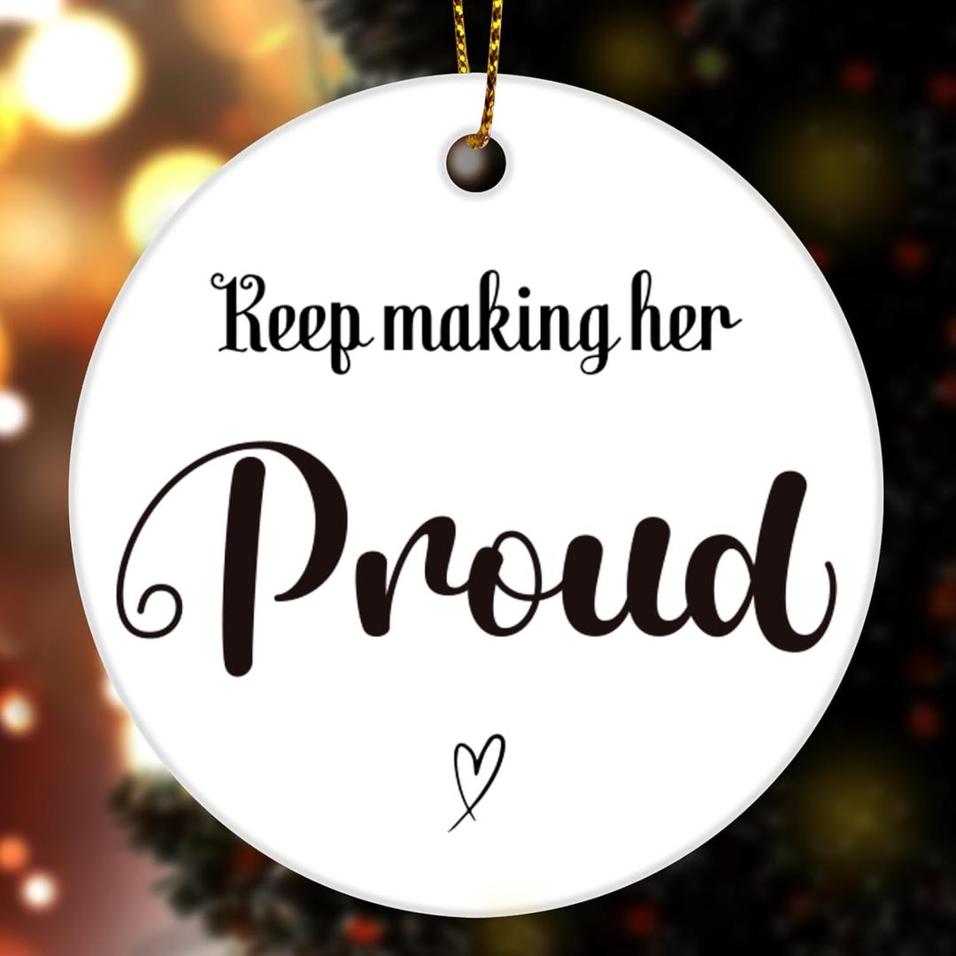Keep Making Her Proud Ornaments, in Memory Christmas Ornaments Gifts for Loss Loved one, Memorial Gifts for Loss of Her, Mom, Grandma, Daughter, Sister, Aunt