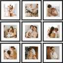 eletecpro 12x12 Floating Picture Frames Set of 9 Display Any Size Photo up to 12x12 Double Acrylic Cover Square Photo Frame Wall Hanging Gallery Decor, Black (12x12, Black)