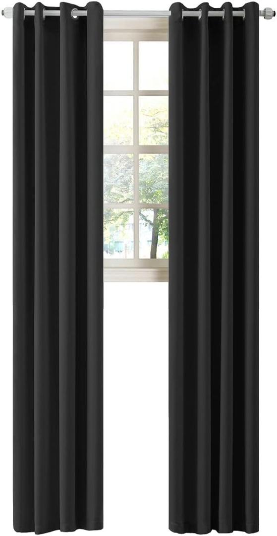 LA PALMA Thermal Insulated Blackout Darkening Grommet Living Room Curtains Window Drapes for Bedroom Pack of 2 Panels
