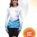 TOIUUI Women Rash Guard Long Sleeve UPF 50+ UV Protection Quick Dry Water and Cooling Sun Swim Shirts QYY24025 Ocean Wave XXL