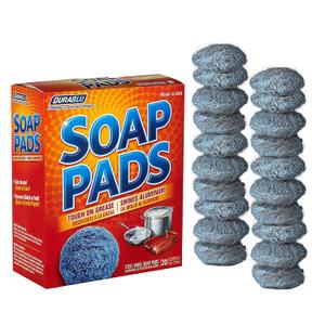 SCRUBIT 20 Pack Steel Wool Soap Pads - Metal Scouring Cleaning Pads for Dishes, Pots, Pans, and Ovens - Pre-Soaped for Easy Cleaning of Tough Kitchen Grease and Oil