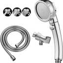KAIYING Chrome High Pressure Handheld Shower Head with ON/OFF Pause Switch, 3 Spray Modes Shower Wand with Shut Off Button, Removable Camper Shower Head with Hose and Adjustable Angle Bracket