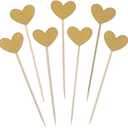 Confetti! 40-piece (missing few) Heart Cupcake Toppers - Adorable Love-Themed Decorations for Valentine's Day, Weddings, Bridal Showers, Birthdays, and More! - Gold