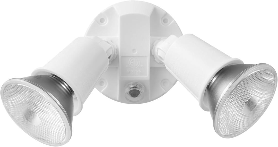 3 x GLOBE Electric 240W Twin Head Dusk to Dawn Security Flood Light, White Finish, Automatic Photocell, Hardwired, Weather Resistant Outdoor Spotlight, 17000081