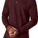 Hanes Mens T-Shirts, Men's Beefyt Henley Shirts, Men's Cotton Long Sleeve Shirts (X-Large, Mulled Berry)