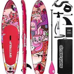 SANTASUP Inflatable Stand Up Paddle Board for Adults with Paddleboard Accessories, Sup Paddle, Double Action Hand Pump, Travel Backpack, Leash, Inflatable Sup Yoga Board 10'6"  Paddle Board, Sup Board With Accessories, Non-Slip Deck, Travel Backpack Wide Stance, 2#BERRY BLUE