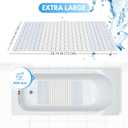 Fratillico - Non-Slip Shower Mat with Suction Cups - Quick Dry Bathtub Mat with Drain Holes - Machine Washable PVC Bathroom Mat (Blue 15.74" x 28.74")