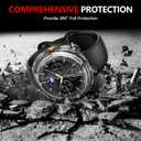 3 x Misxi 2-Pack Hard PC Case with Tempered Glass Screen Protector for Samsung Galaxy Watch 8 Classic 46mm, Overall Protection Anti-Slip Scratch-Resistant Cover for Galaxy Watch8 Classic, Transparent