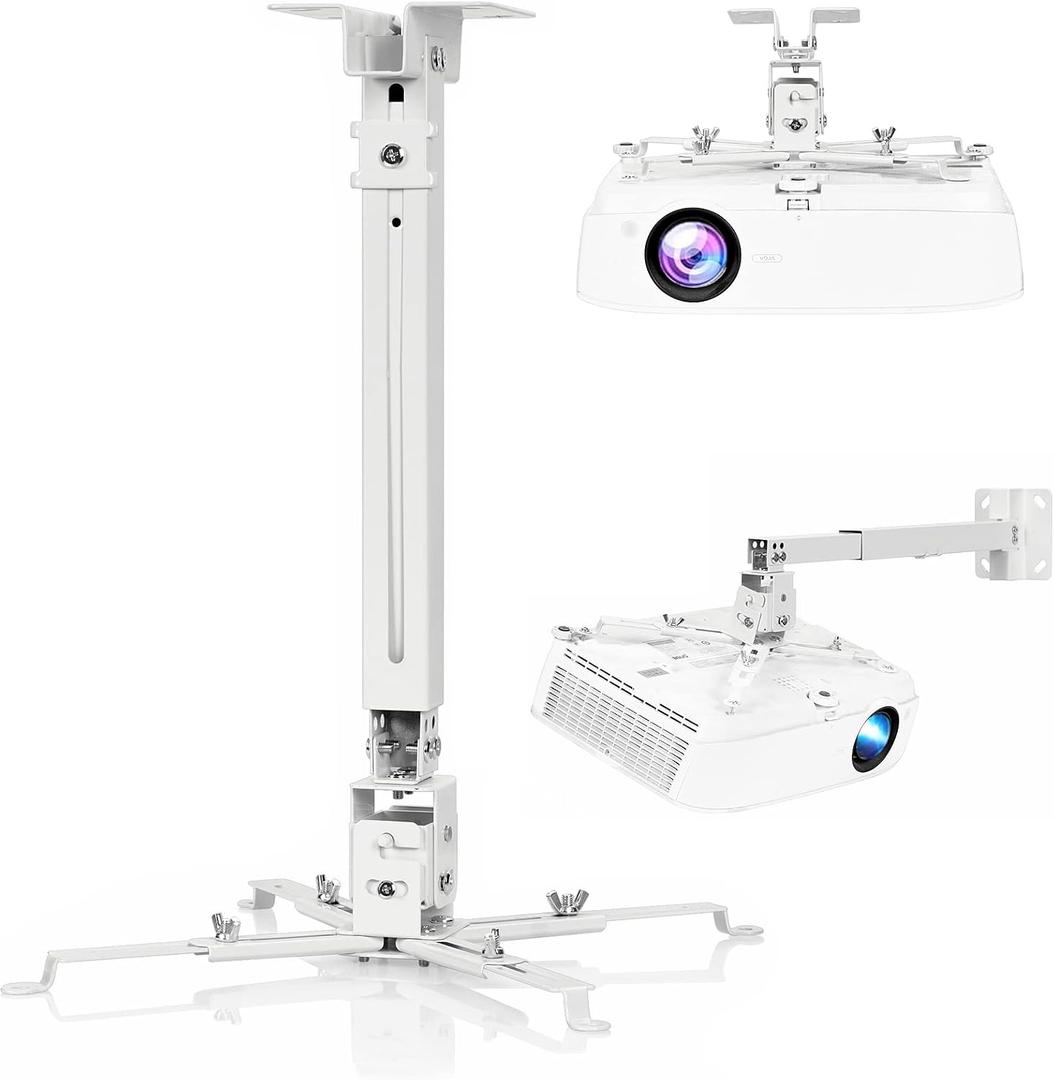 DAWASAPAT Adjustable Projector Ceiling/Wall Mount - 3-in-1 Universal Bracket for Projector Mounting, Universal Height Adjustable Mount Holder with Extension Pole