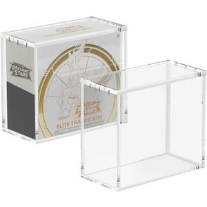 ETB Acrylic Case 3 Pack Elite Trainer Box Protector 8mm Thick Magnetic Lid 6 Magnets UV Protection Dustproof Display Case Easy Top Loading Compatible with Elite Trainer Boxes