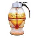 Hunnibi 8oz No Drip Glass Honey Dispenser with Plastic Top - Honeycomb-Style Syrup Server and Bee-Themed Storage Jar with Stand - 6"
