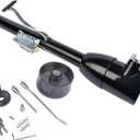 Replacement for GM 28 Inch Tilt Manual Steering Column Floor Shift Hot Rod, with Key & 9 Holes Adapter, Stainless Steel Black Coating