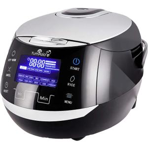 Yum Asia Sakura Rice Cooker with Ceramic Bowl and Advanced Fuzzy Logic (8 Cup, 1.5 Litre) 6 Rice Cook Functions, 6 Multicook Functions, Motouch LED Display, 120V Power (Black and Silver)