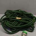 PowerFlow Garden Hose, NON-EXPANDABLE 100ft Premium Quality Stainless Steel Metal Water Hose with Durable Fabric Skin, Hose For Commercial, Residential Use, Bonus 10-way Spray Nozzle (100 Ft, Green)