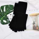 ZAKASA Mens Toe Socks Athletic Running Cushion Five Finger Cotton Crew Socks (Black, XL)