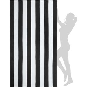 WILFA Extra Large Beach Towel - Oversized Mircofiber Beach Towel 40'' x 70'', XL Striped Lightweight Pool Towel, Big Cabana Swim Travel Towel for Adults Mens Women,Black