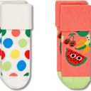 Happy Socks 2-Pack Kids Fruit Mix Terry Socks, White