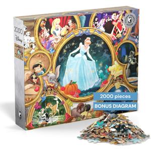 Disney Classic Collage 2000 Piece Puzzle  Buffalo Games Silver Select Premium Jigsaw Puzzle for Adults with Foil Accents & Reference Poster