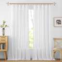 RYB HOME Extra Long Sheer Curtains Semi Transparent Drapes Boho Window Decor for Living Room Bedroom Front Door High Ceiling Window, White, W 70 x L 108, 1 Pair