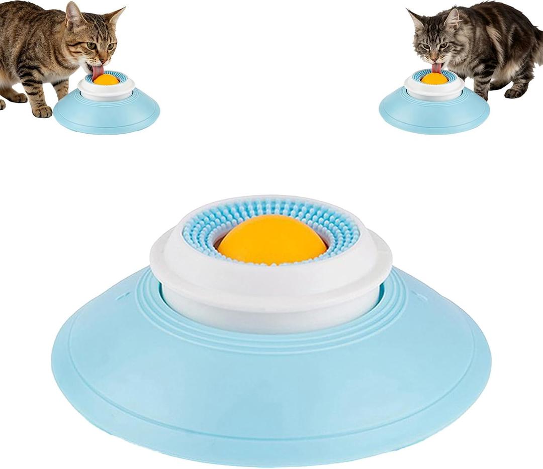 Slow Feeder Cat Bowl, Cat Food Bowl with Cat Lick Ball, Licking A Ball Add More Fun Bowl, Cat Slow Feeder Bowl, Slow Down Eating Speed and Add More Fun for Your Cats.