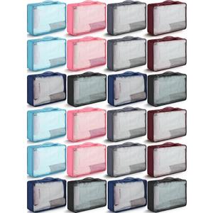 Woanger 24 Pcs Large Packing Cubes High Capacity Ultralight Luggage Organizers for Suitcase Reusable Mesh Clothing Packing Bags for Travel Hiking Camping, 15.8 x 11.8 x 4.3 Inch (Multicolor)