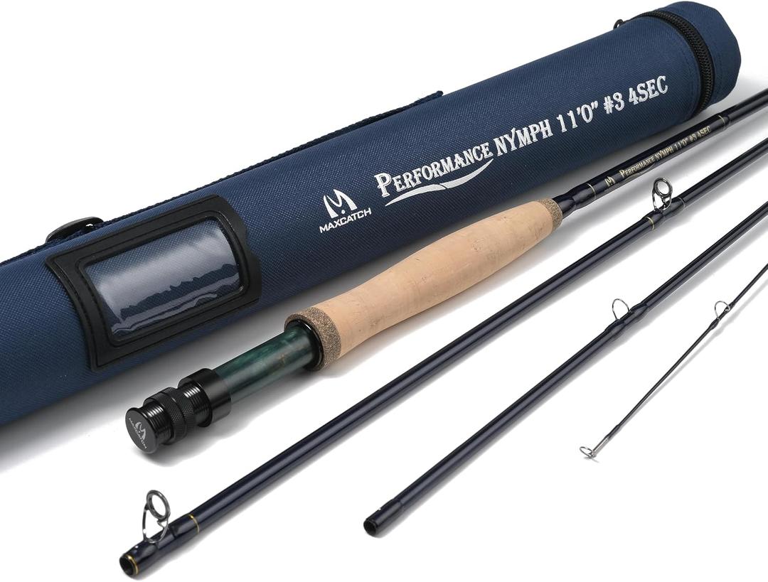 M MAXIMUMCATCH Maxcatch Performance Nymph Fly Fishing Rod in 2/3/4wt: 10ft/11ft, IM10 Carbon, AAA Cork Handle, Rod Tube and Combo Set 