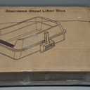 XL Stainless Steel Litter Box with Lid, Extra Large High Sided Metal Cat Litter Box with Mat and Scooper, Easy Clean, Non Stick & No Smell