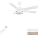 52 Inch White Ceiling Fan with Light and Remote Control.Noiseless,Dimmable,3CCT,6 Speeds Reversible, DC Ceiling Fans for Indoor or Covered Outdoor