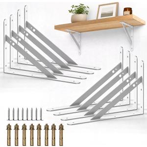 8 Pack 20 Inch White Heavy Duty Shelf Brackets with Screws Heavy Duty Shelf