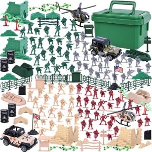 3 otters 115PCS Army Men Military Playset with Toy Soldiers, Vehicles & Helicopter in Storage Box for Kids Ages 3+, Stocking Stuffers Holiday Toys, Birthday Gifts & Party Favors