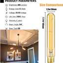 T10 Led Bulb,Dimmable E26 Led Bulbs 6W,E26 Tubular Bulb 60 Watt, 2700K Warm White,7.3in Led Edison Tube Bulb,T10 Amber Glass Cover,4Pack.