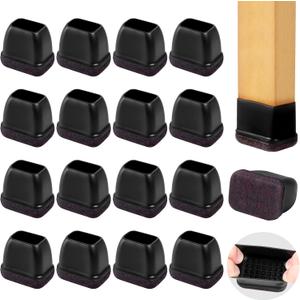 Small Rectangle Silicone Chair Leg Caps with Felt Pads, 16PCS Rectangular Chair Leg Floor Protectors for Hardwood Floors, Chair Leg Covers to Protect Floors(Black,Fit Length 0.9"-1.3" Width 0.6"-0.8")