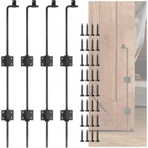 24" Cane Bolt Gate Drop Rod 4 Pack Heavy Duty Gate Ground Latch Gate Drop Pin for Wood Fence Metal Gates Doors Double Doors Fence (24 Inch)