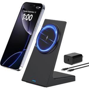 PUY for MagSafe Charger Stand,20W Fast Magnetic Wireless Charging Station with 25W PD AdapterStickable Desk Wireless Charger for iPhone 16/15/14/13/12 Pro/Pro Max Series