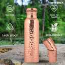 Hammered Copper Water Bottle (34 Oz /1000ml) With Set Of 2 Tumbler (10 Oz/300ml Each) | Best use for Office,Gym & gifts |100% Pure Copper Material with Leak proof Quality Made In India