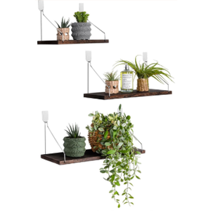 Floating Shelves Set of 3 Rustic Solid Wood Floating Shelf Wall Storage Shelves for Living Room, Bedroom, Bathroom, Kitchen Laundry, Office.no Drill Shelf.(Retro Color L+M+S)